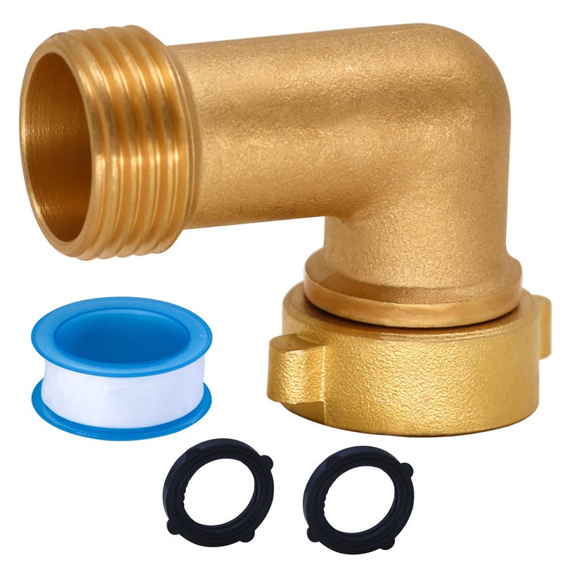 DeTii Brass-Garden-Hose-Elbow-Connector  90-Degree-Heavy-Duty-Hose-Elbow  Water-Hose-Elbow-For-Rv  Brass Pipe Fittings Hose Elbow  Water Intake Hose-Adapter-3/4-Inch-Ght-Male-and-Female (1) - Image 1